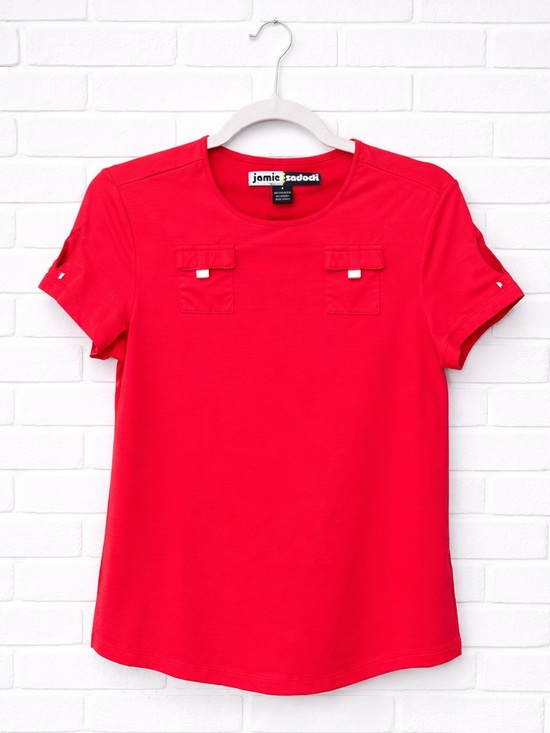 jamie sadock Tops - Jamie Sadock Red Too Shirt Tennis Golf Pickleball Short Sleeve Detail